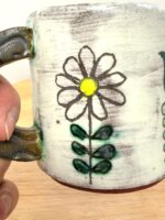 Handmade Ceramic Mug – Rustic Terracotta Stoneware, Sgraffito Folk Flower Design (3 of 16) -- Fabode Ceramics