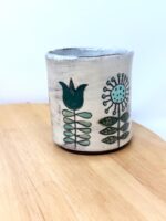 Handmade Ceramic Mug – Rustic Terracotta Stoneware, Sgraffito Folk Flower Design (4 of 16) -- Fabode Ceramics