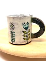 Handmade Ceramic Mug – Rustic Terracotta Stoneware, Sgraffito Folk Flower Design (8 of 16) -- Fabode Ceramics