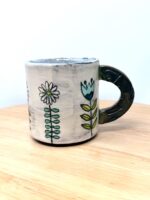 Handmade Ceramic Mug – Rustic Terracotta Stoneware, Sgraffito Folk Flower Design (9 of 16) -- Fabode Ceramics
