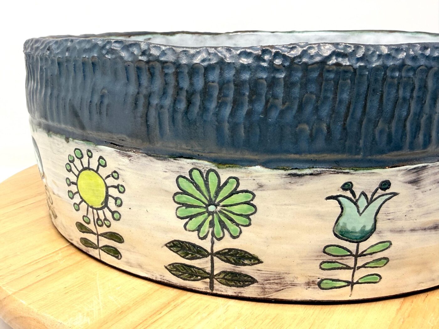 Handmade Folk Art Ceramic Bowl | Sgraffito Floral Terracotta Serving Dish (4 of 15) -- Fabode Ceramics