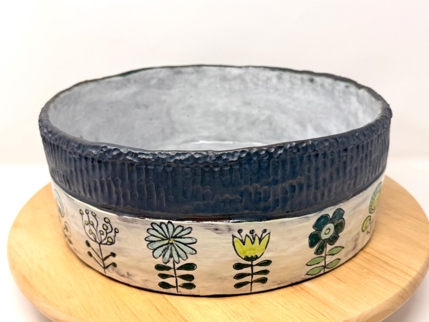 Handmade Folk Art Ceramic Bowl | Sgraffito Floral Terracotta Serving Dish (1 of 15) -- Fabode Ceramics