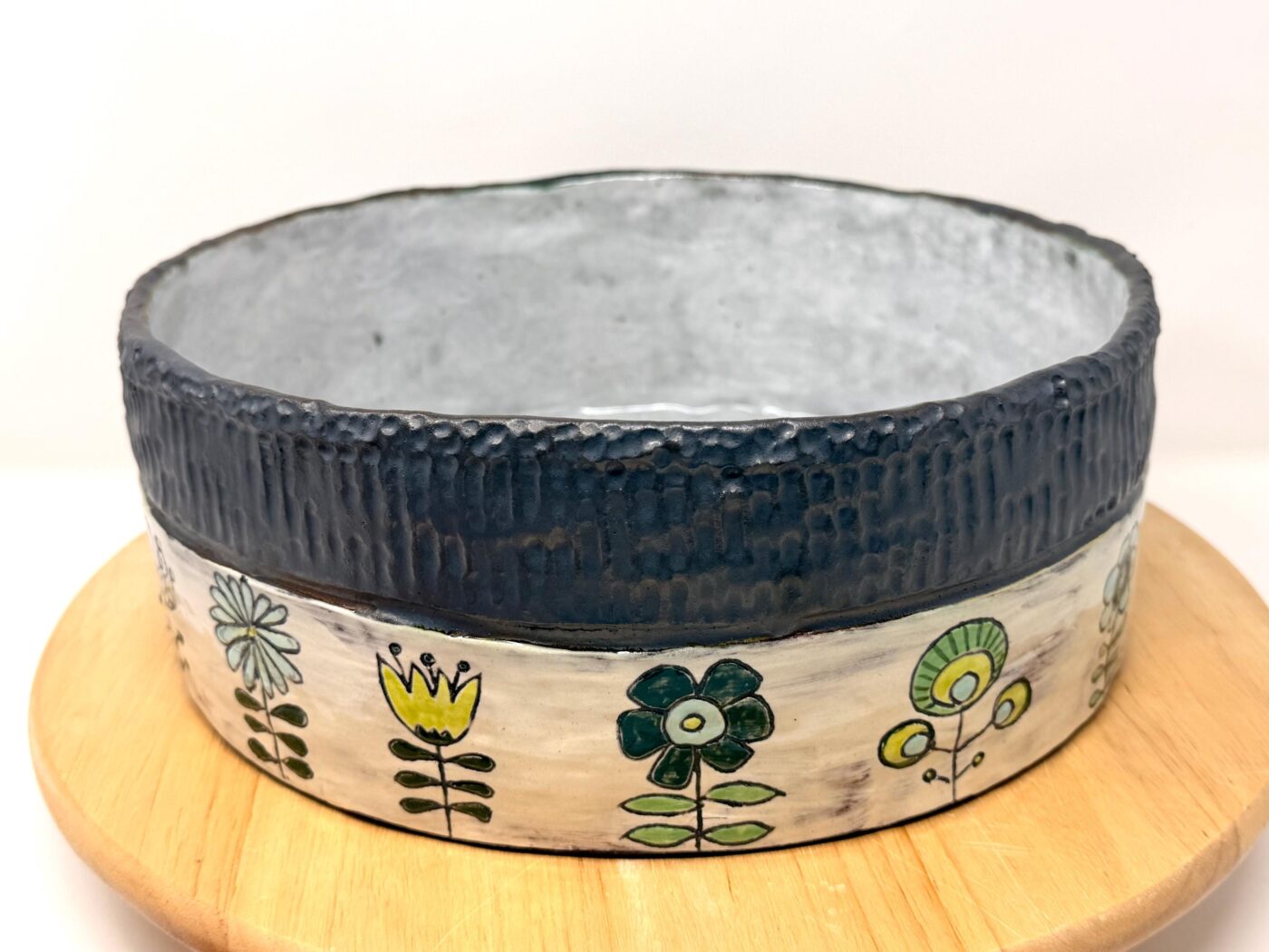 Handmade Folk Art Ceramic Bowl | Sgraffito Floral Terracotta Serving Dish (9 of 15) -- Fabode Ceramics