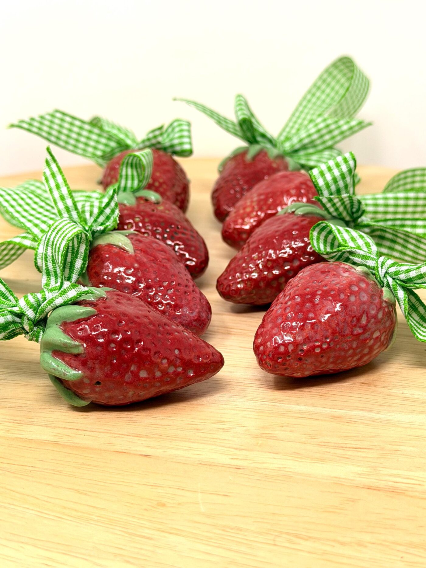 Handmade Ceramic Strawberry Ornament | Hand Painted Folk Art Pottery Decoration (4 of 14) -- Fabode Ceramics