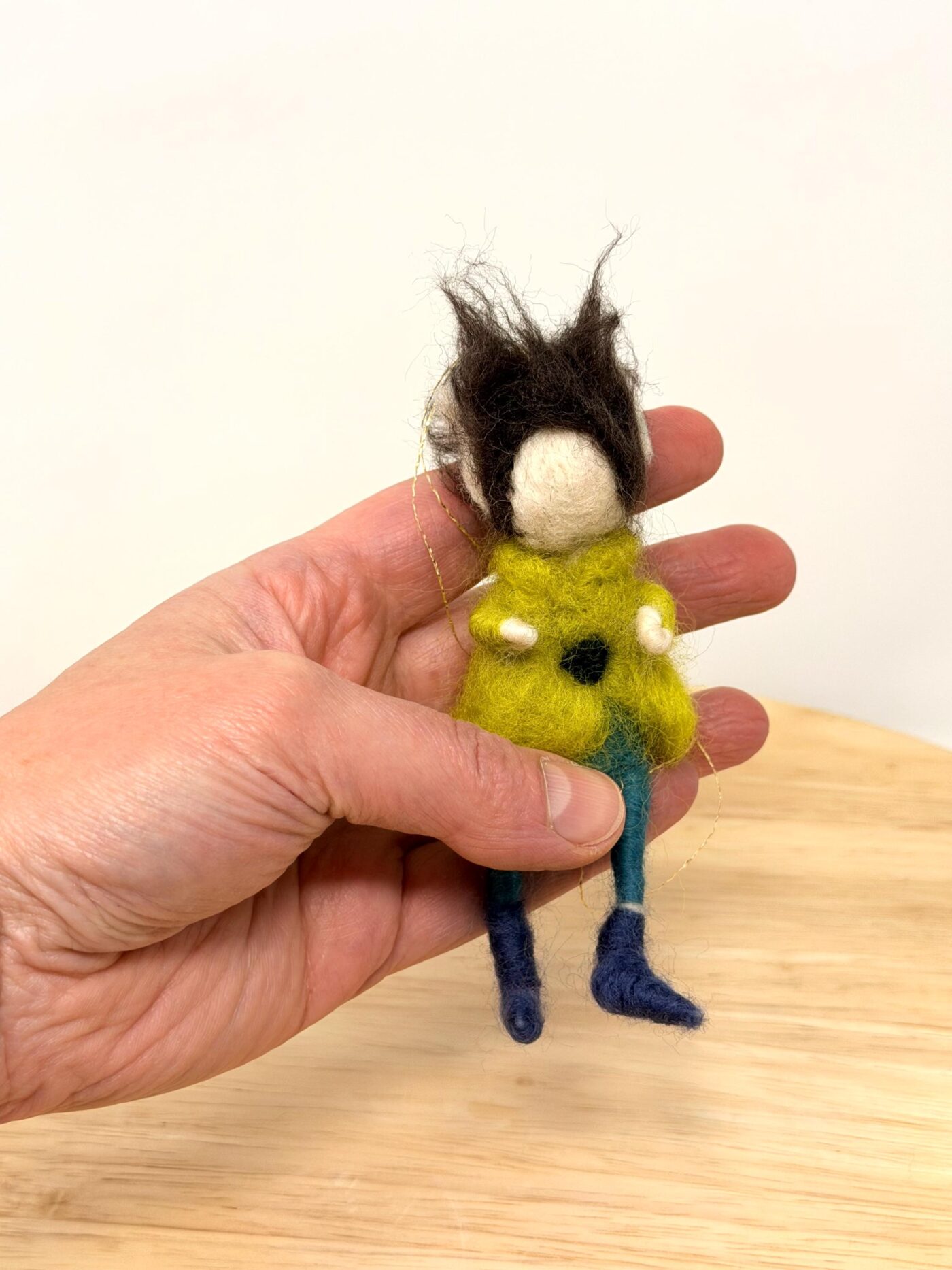 Hand Felted Wool Elf Ornament – Whimsical Folk Art Doll, Waldorf Inspired Hanging Decoration (4 of 13) -- Fabode Ceramics