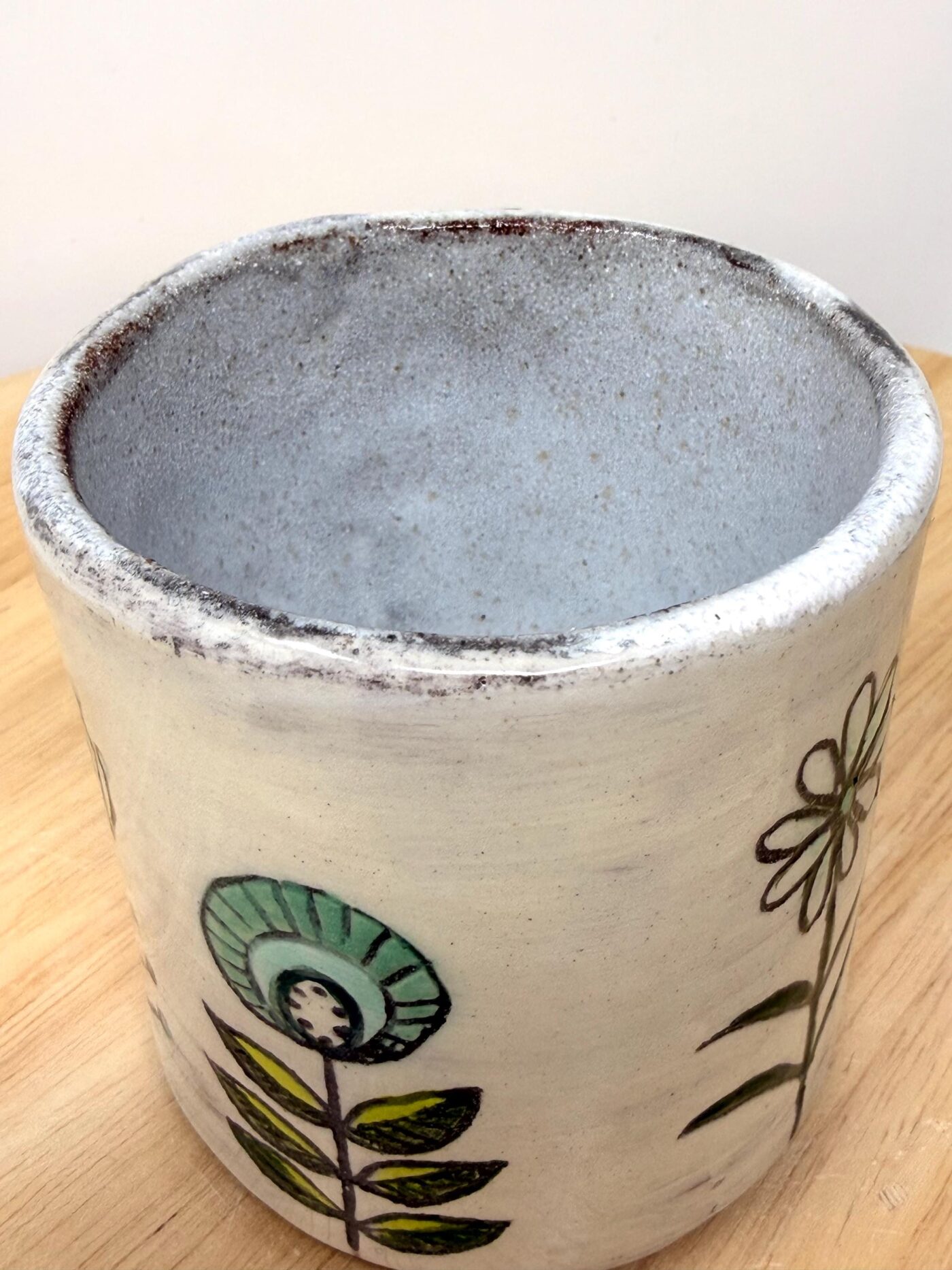 Handmade Ceramic Mug – Rustic Terracotta Stoneware with Folk Flower Sgraffito Design (8 of 16) -- Fabode Ceramics