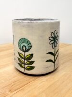 Handmade Ceramic Mug – Rustic Terracotta Stoneware with Folk Flower Sgraffito Design (10 of 16) -- Fabode Ceramics