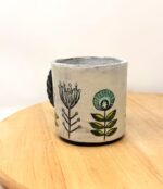 Handmade Ceramic Mug – Rustic Terracotta Stoneware with Folk Flower Sgraffito Design (11 of 16) -- Fabode Ceramics