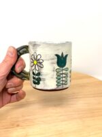 Handmade Ceramic Mug – Rustic Terracotta Stoneware, Sgraffito Folk Flower Design (1 of 16) -- Fabode Ceramics