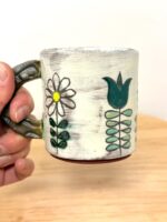 Handmade Ceramic Mug – Rustic Terracotta Stoneware, Sgraffito Folk Flower Design (2 of 16) -- Fabode Ceramics