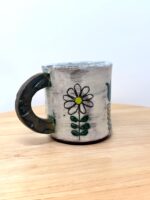 Handmade Ceramic Mug – Rustic Terracotta Stoneware, Sgraffito Folk Flower Design (13 of 16) -- Fabode Ceramics