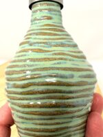 Handmade Turquoise Ceramic Soap Dispenser | Artisanal Coiled Clay | 250ml Capacity | Modern Stainless Steel Pump — close-up
