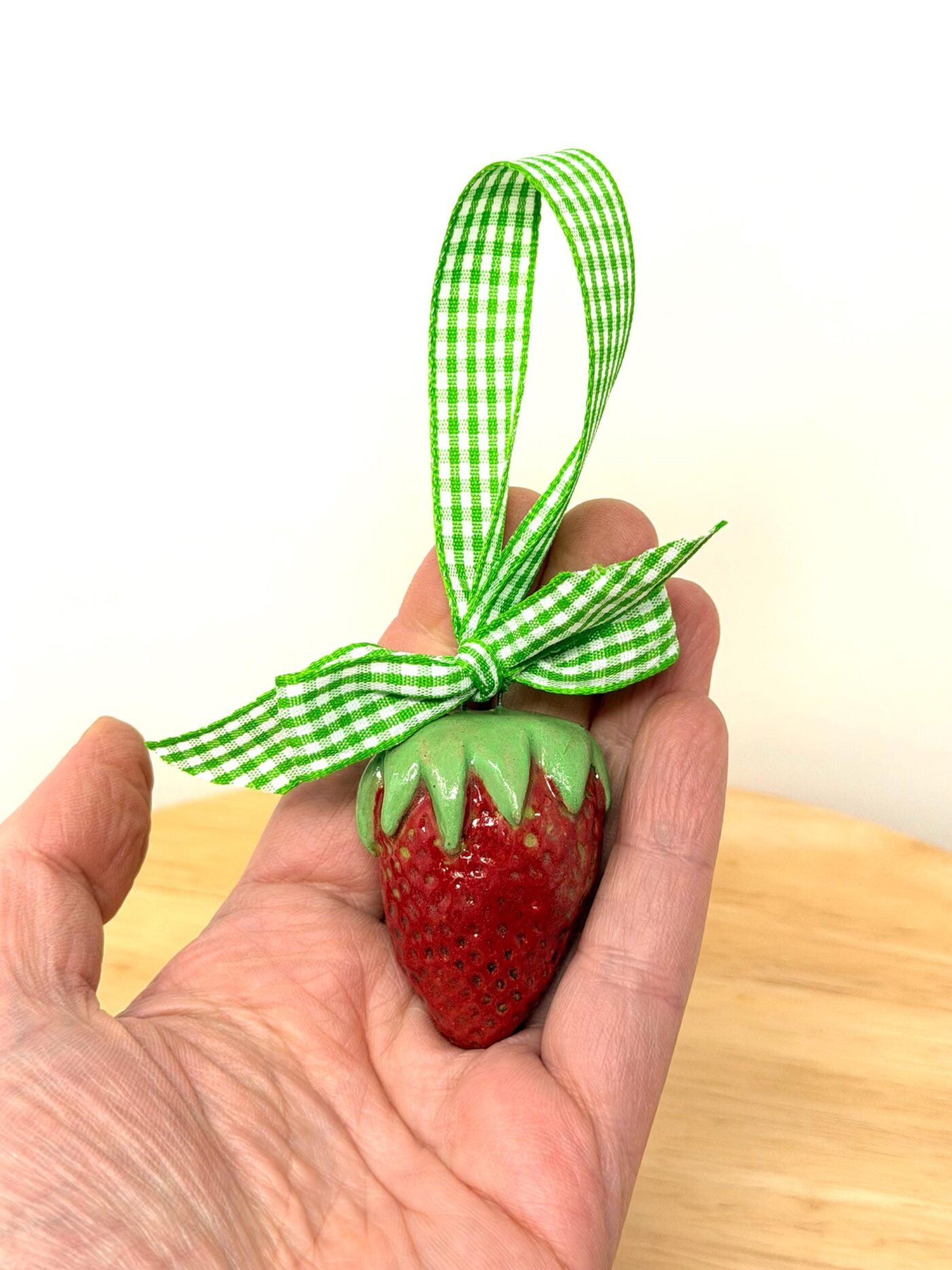 Handmade Ceramic Strawberry Ornament | Hand Painted Folk Art Pottery Decoration (1 of 14) -- Fabode Ceramics