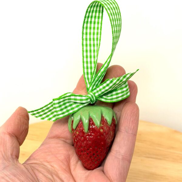 Handmade Ceramic Strawberry Ornament | Hand Painted Folk Art Pottery Decoration (1 of 14) -- Fabode Ceramics