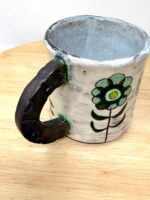 Handmade Ceramic Mug – Rustic Terracotta Stoneware, Sgraffito Folk Flower Design (6 of 14) -- Fabode Ceramics