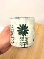 Handmade Ceramic Mug – Rustic Terracotta Stoneware, Sgraffito Folk Flower Design (4 of 14) -- Fabode Ceramics
