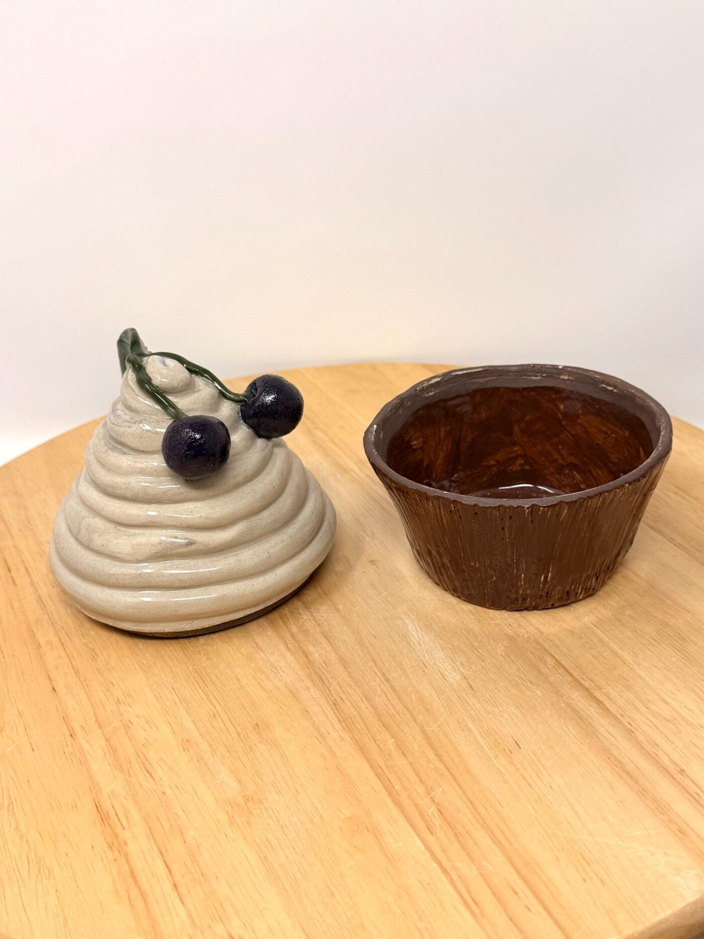 Handmade Ceramic Muffin Box with Lid – Cherry Cupcake Trinket Holder – Whimsical Pottery Jewellery Storage (4 of 13) -- Fabode Ceramics