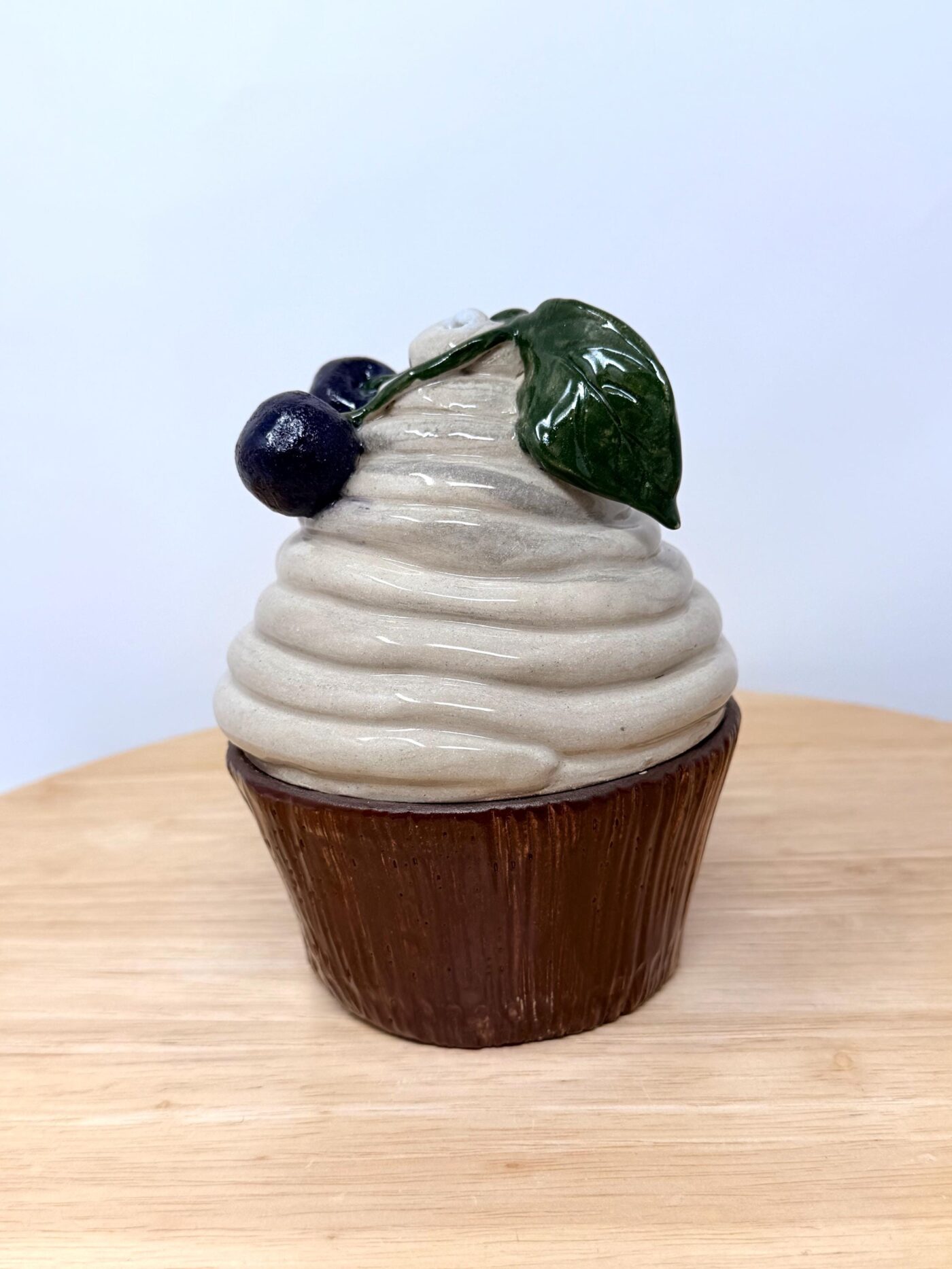 Handmade Ceramic Muffin Box with Lid – Cherry Cupcake Trinket Holder – Whimsical Pottery Jewellery Storage (8 of 13) -- Fabode Ceramics