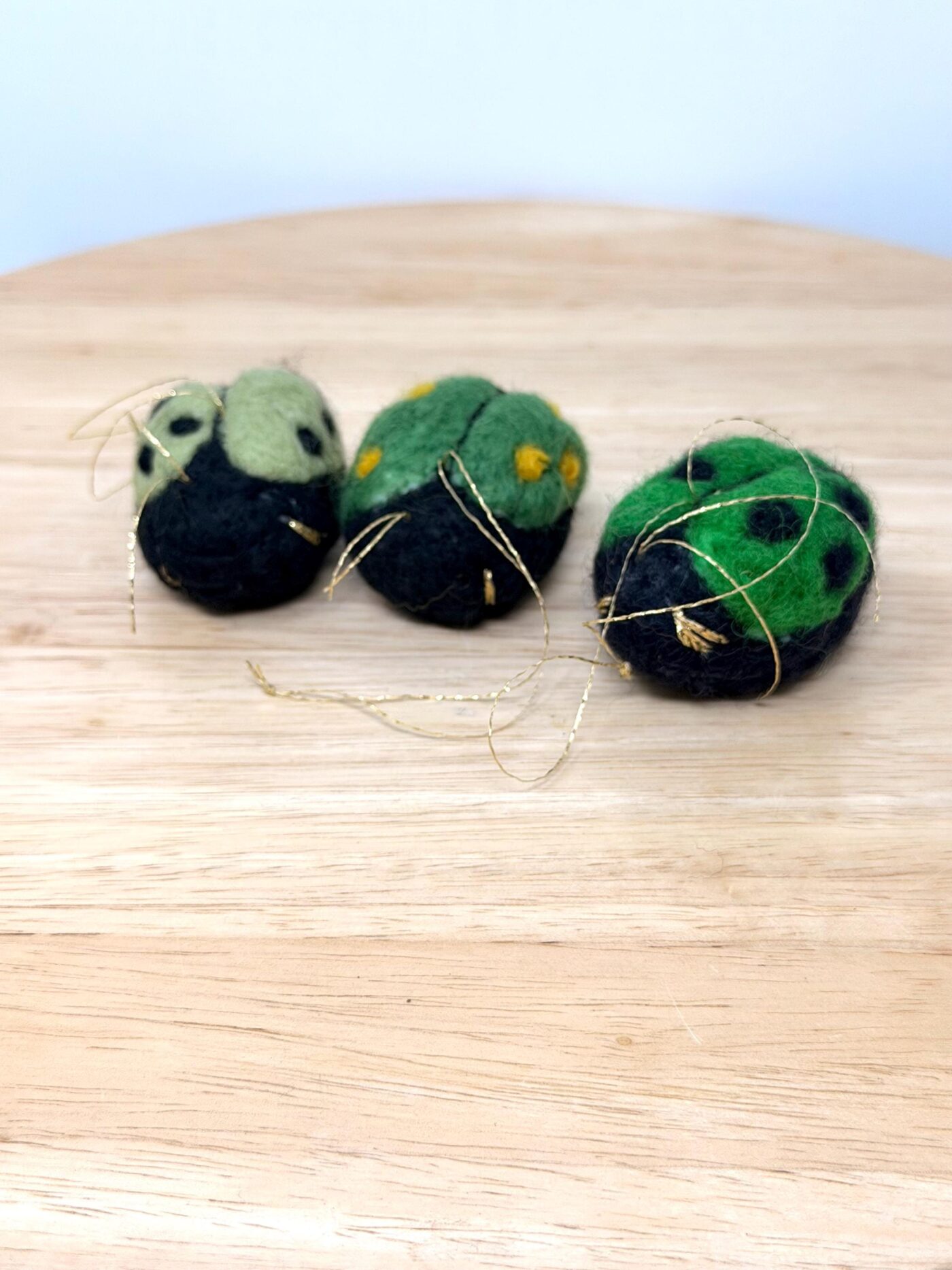 Set of 3 Needle Felted Ladybird Pin Cushions – Wool Ladybug Ornaments, Hanging Decorations (2 of 11) -- Fabode Ceramics