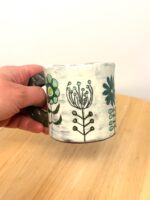 Handmade Ceramic Mug – Rustic Terracotta Stoneware, Sgraffito Folk Flower Design (3 of 14) -- Fabode Ceramics