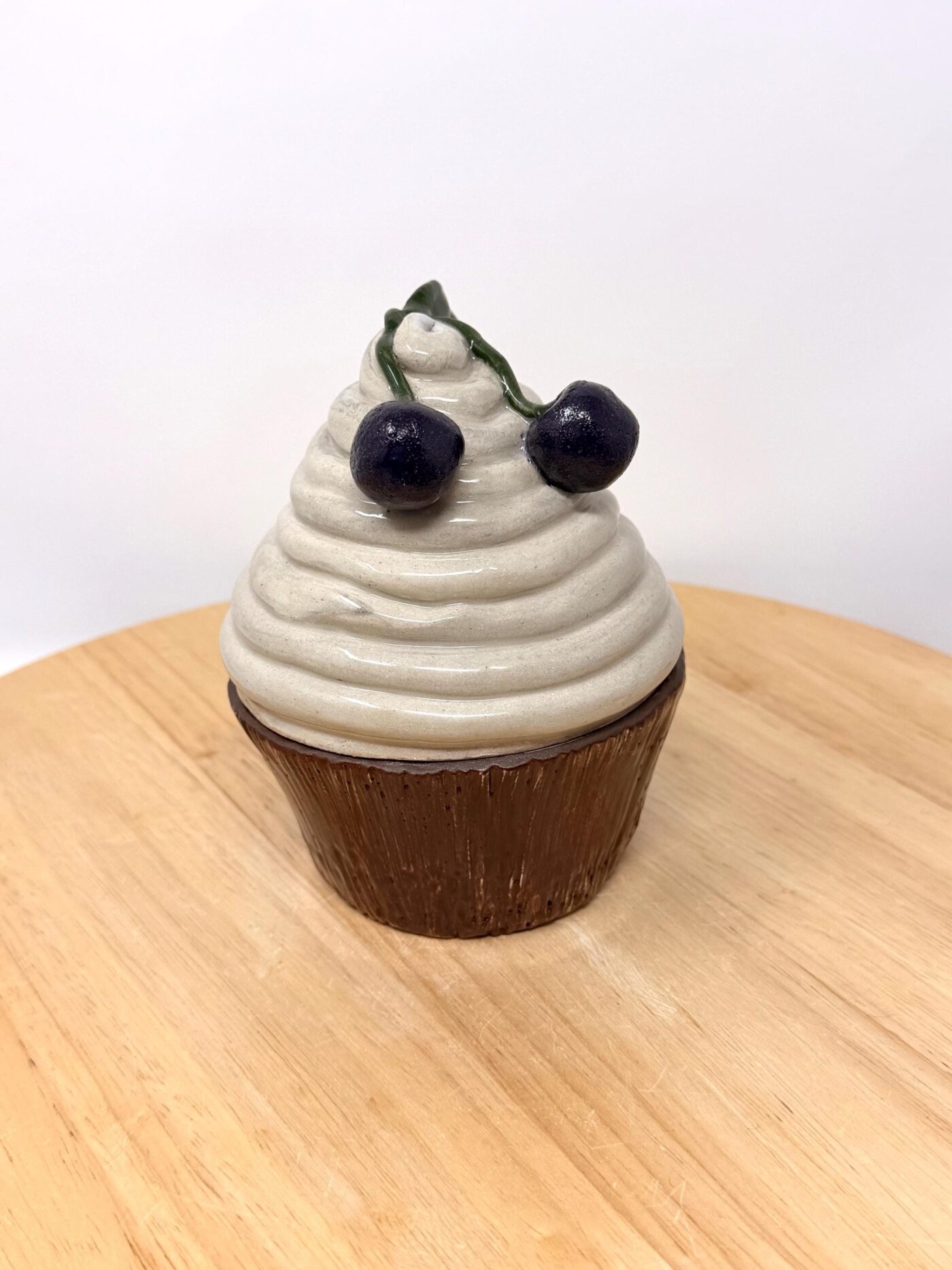 Handmade Ceramic Muffin Box with Lid – Cherry Cupcake Trinket Holder – Whimsical Pottery Jewellery Storage (13 of 13) -- Fabode Ceramics