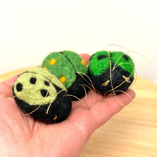 Set of 3 Needle Felted Ladybird Pin Cushions – Wool Ladybug Ornaments, Hanging Decorations (1 of 11) -- Fabode Ceramics