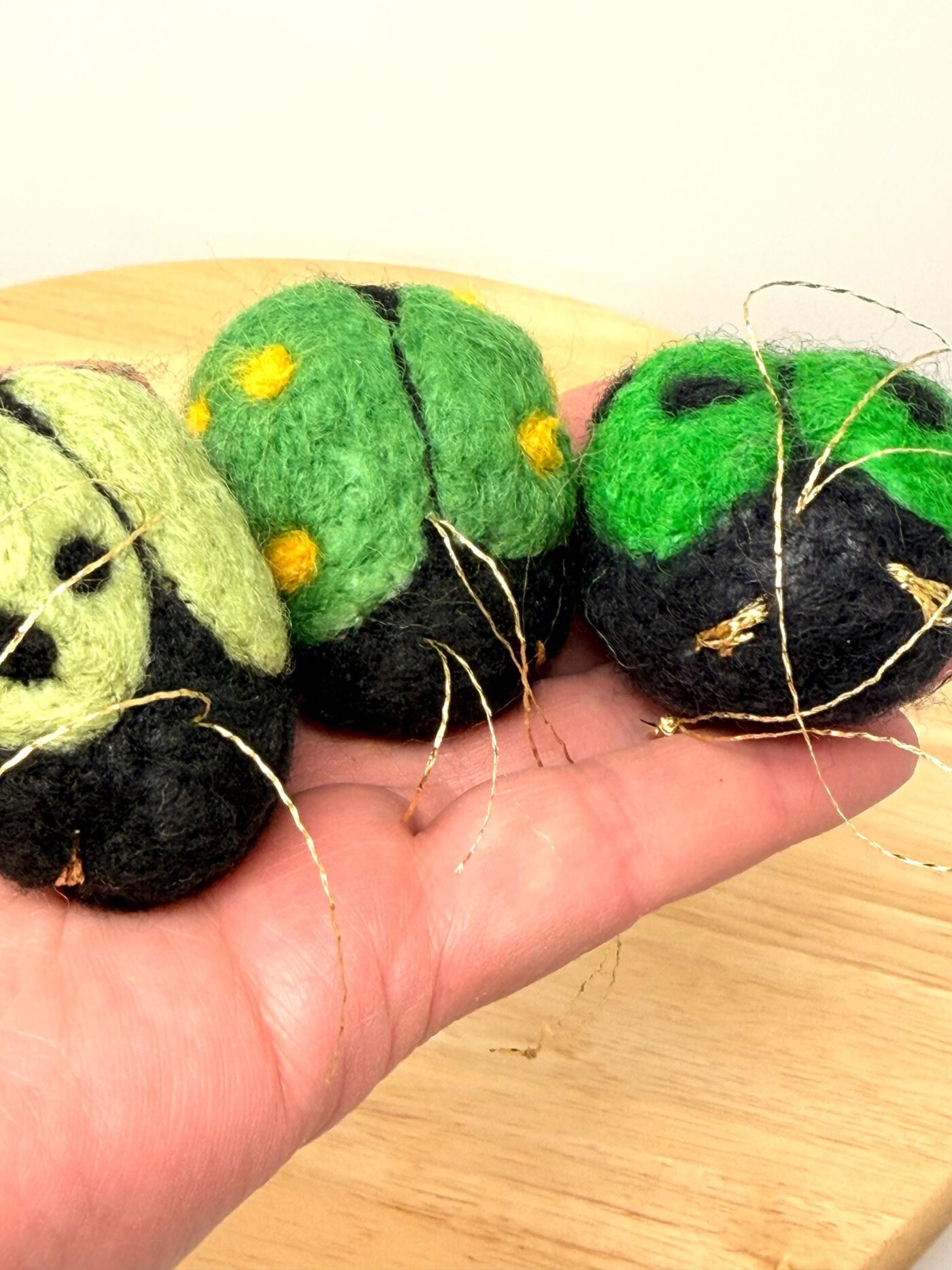 Set of 3 Needle Felted Ladybird Pin Cushions – Wool Ladybug Ornaments, Hanging Decorations (4 of 11) -- Fabode Ceramics