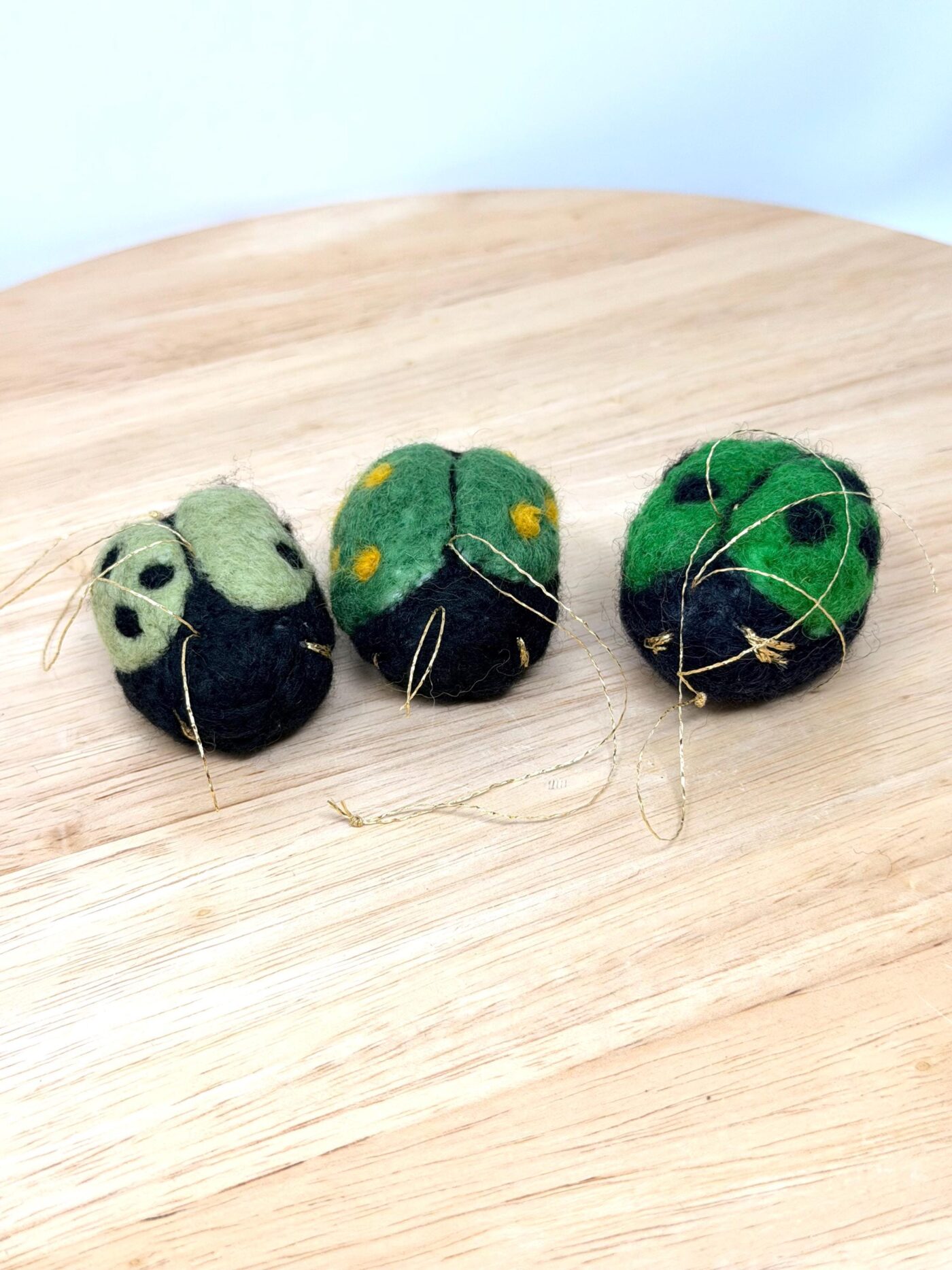 Set of 3 Needle Felted Ladybird Pin Cushions – Wool Ladybug Ornaments, Hanging Decorations (7 of 11) -- Fabode Ceramics
