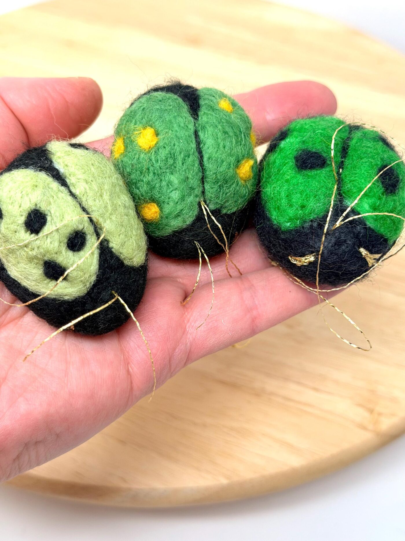 Set of 3 Needle Felted Ladybird Pin Cushions – Wool Ladybug Ornaments, Hanging Decorations (8 of 11) -- Fabode Ceramics