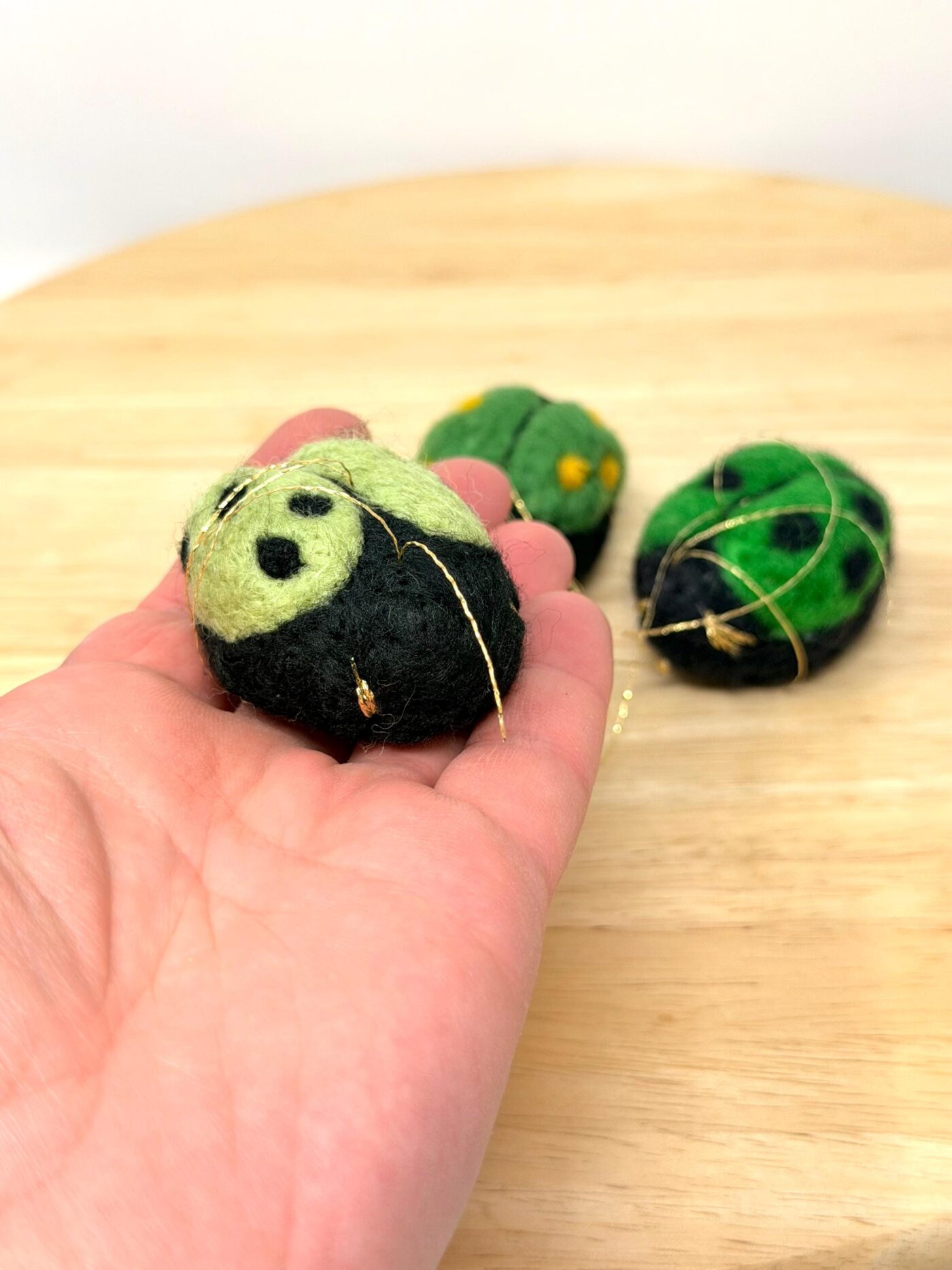 Set of 3 Needle Felted Ladybird Pin Cushions – Wool Ladybug Ornaments, Hanging Decorations (10 of 11) -- Fabode Ceramics