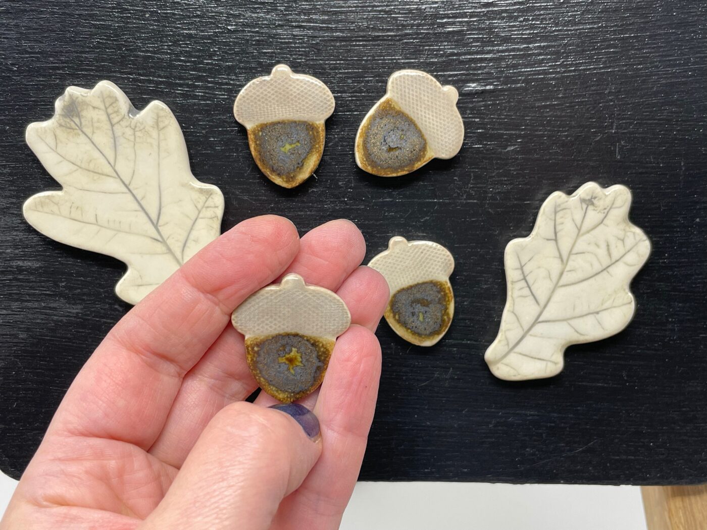 Handmade Ceramic Acorn & Oak Leaf Magnet Set, Autumn Decor (10 of 10) -- Fabode Ceramics
