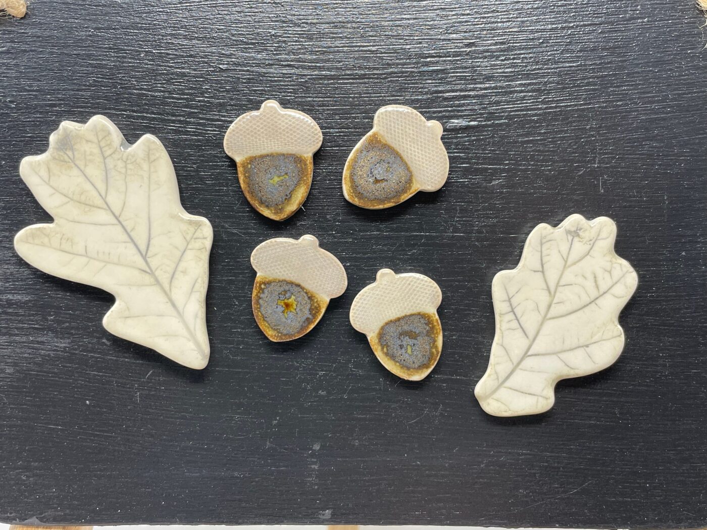 Handmade Ceramic Acorn & Oak Leaf Magnet Set, Autumn Decor (2 of 10) -- Fabode Ceramics