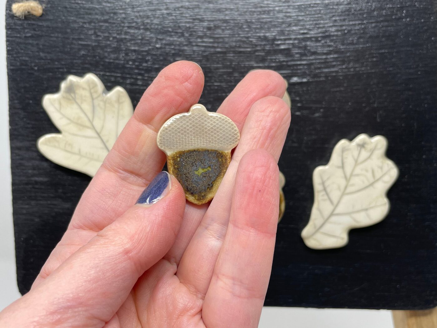 Handmade Ceramic Acorn & Oak Leaf Magnet Set, Autumn Decor (8 of 10) -- Fabode Ceramics