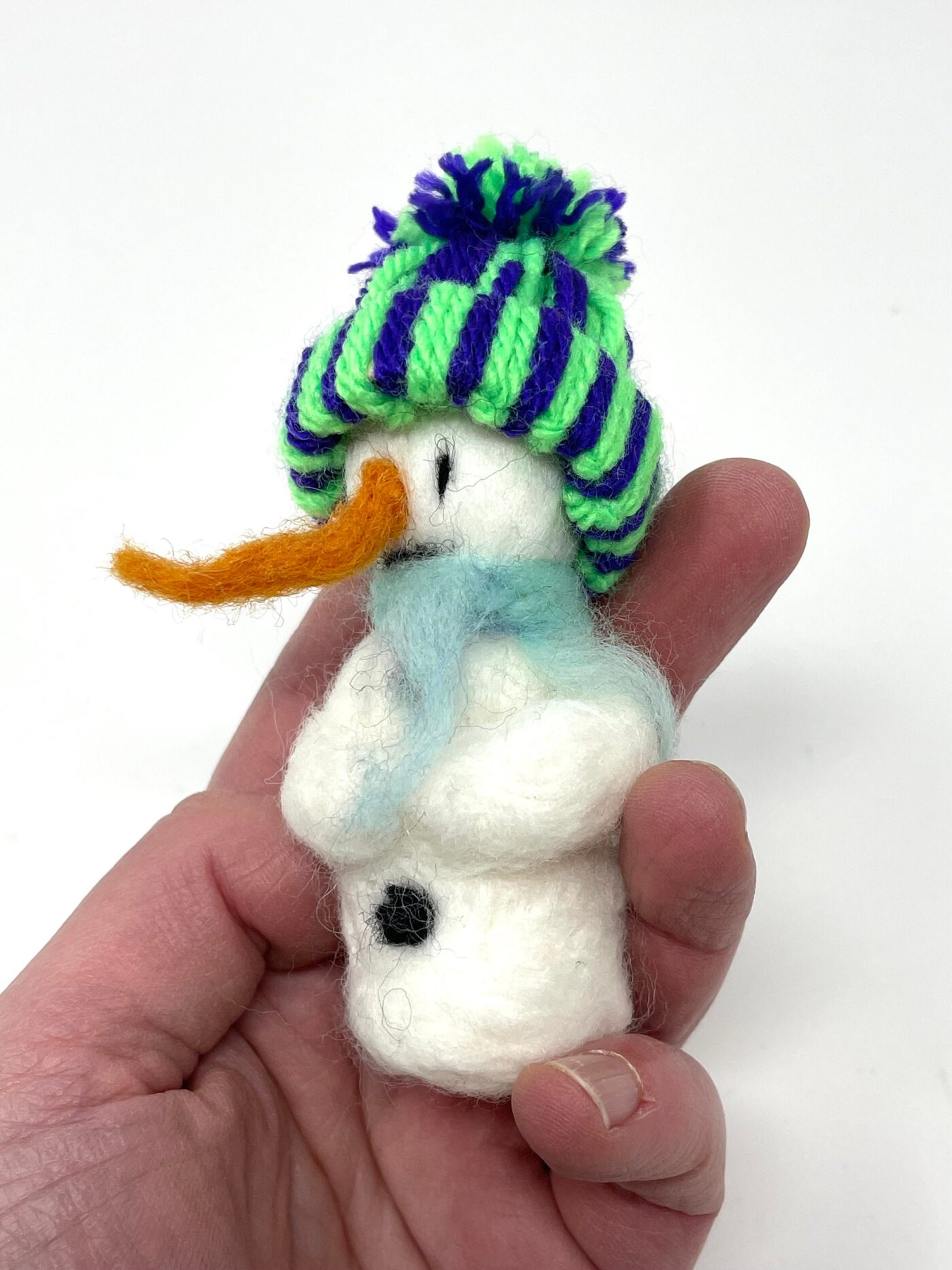 Mini wool needle felted snowman hanging Christmas ornaments (3 of 10) -- Fabode Ceramics