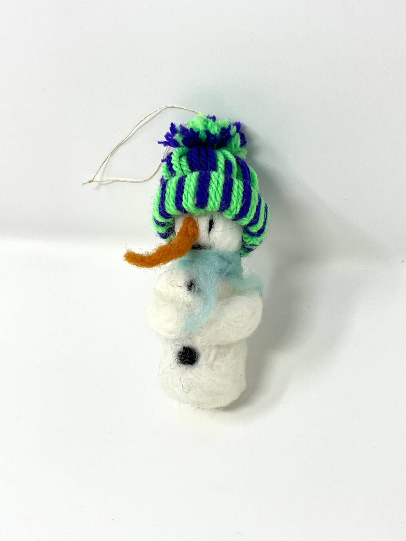 Mini wool needle felted snowman hanging Christmas ornaments (4 of 10) -- Fabode Ceramics
