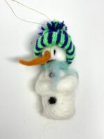 Mini wool needle felted snowman hanging Christmas ornaments (6 of 10) -- Fabode Ceramics