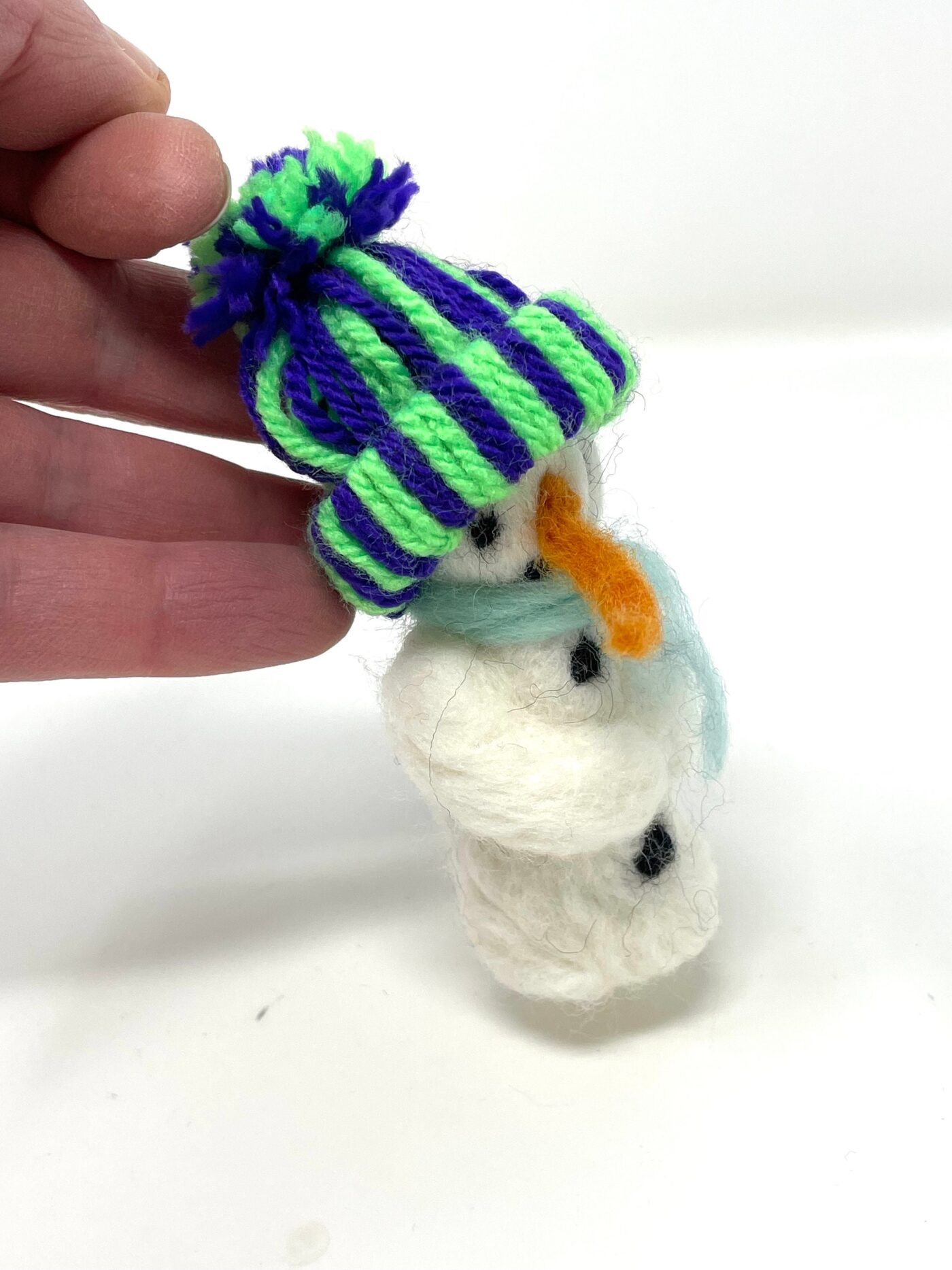 Mini wool needle felted snowman hanging Christmas ornaments (9 of 10) -- Fabode Ceramics