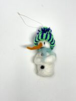 Mini wool needle felted snowman hanging Christmas ornaments (1 of 10) -- Fabode Ceramics