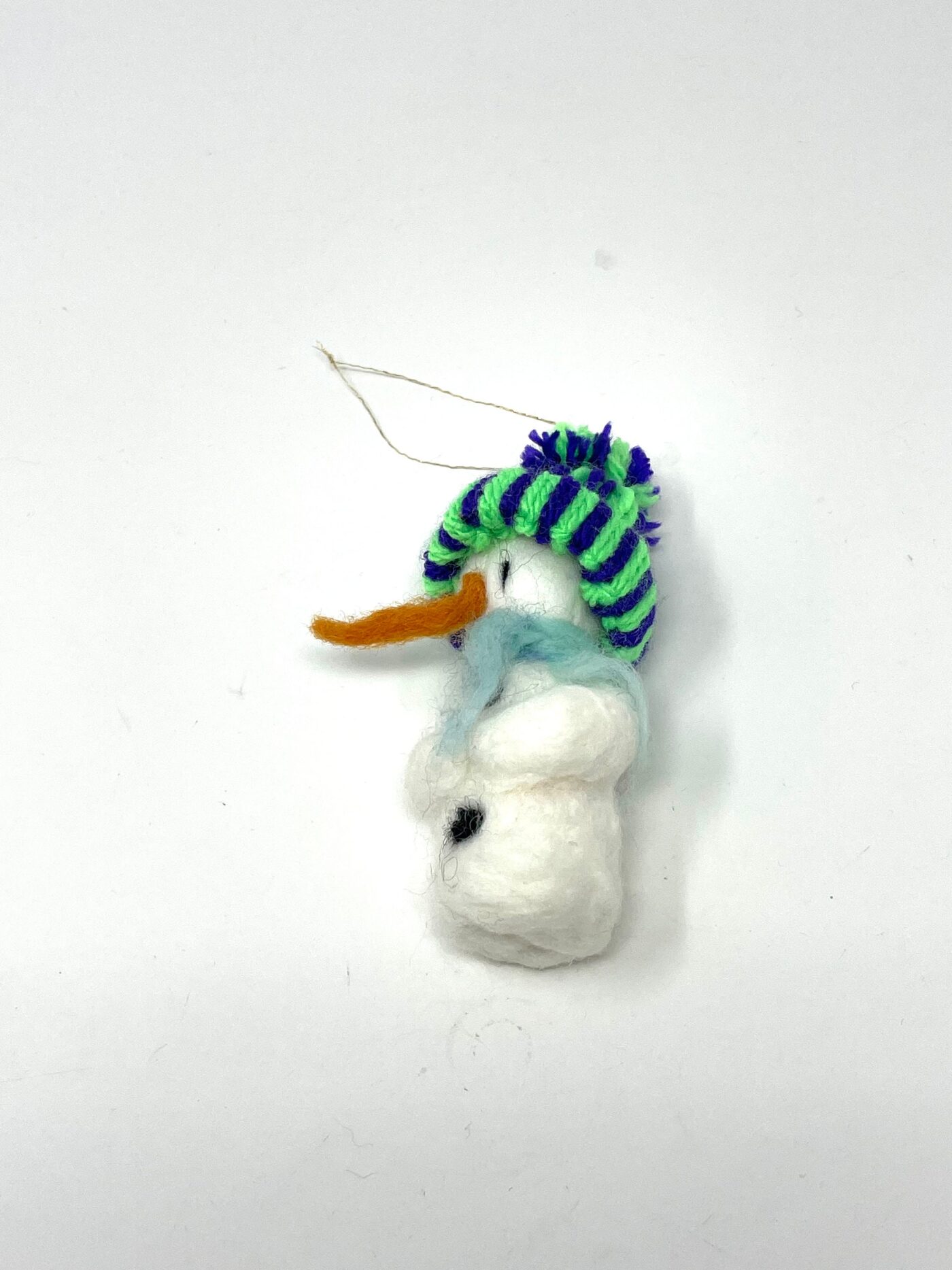 Mini wool needle felted snowman hanging Christmas ornaments (10 of 10) -- Fabode Ceramics