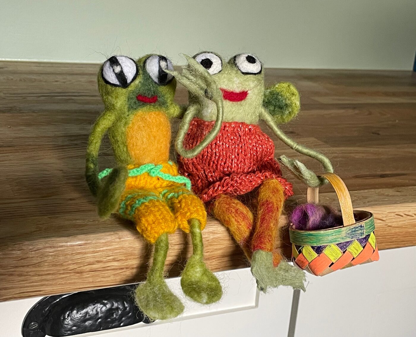 Needle Felted Frog Doll with Long Legs and Knitted Shorts | Whimsical Wool Sculpture (3 of 14) -- Fabode Ceramics