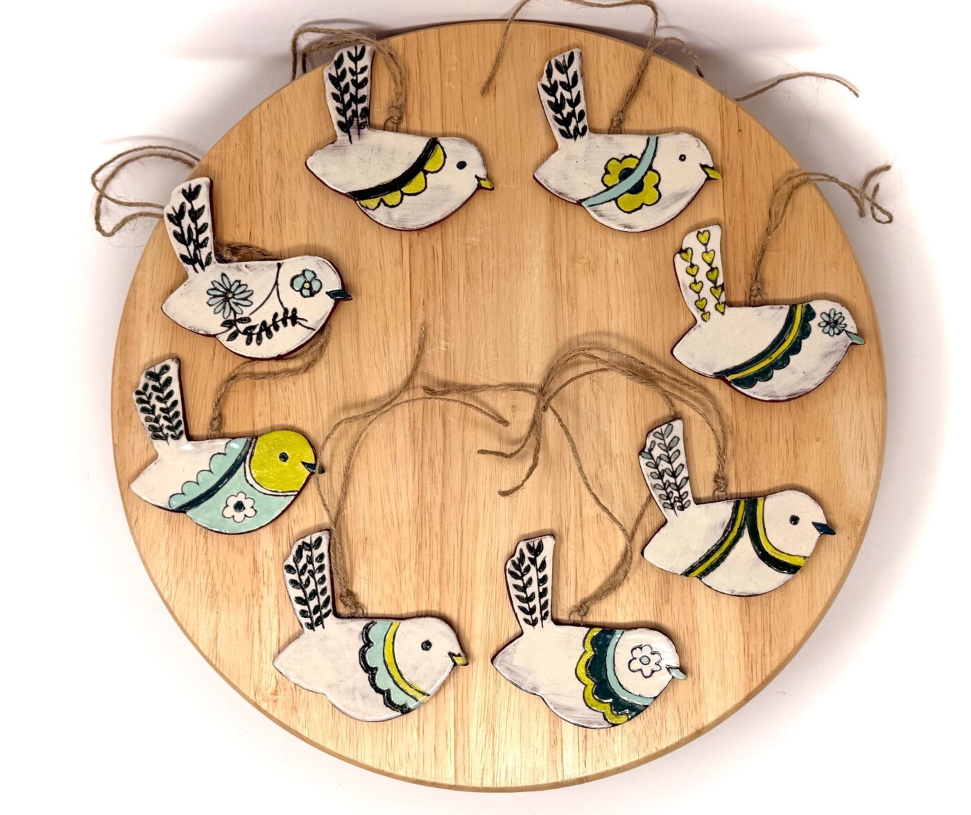 Handmade Terracotta Bird Ornament | Sgraffito Ceramic Wall Hanging (3 of 10) -- Fabode Ceramics