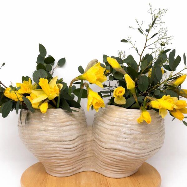 Large Handmade Double Ceramic Vase – One of a Kind White Stoneware Sculptural Vase (1 of 15) -- Fabode Ceramics