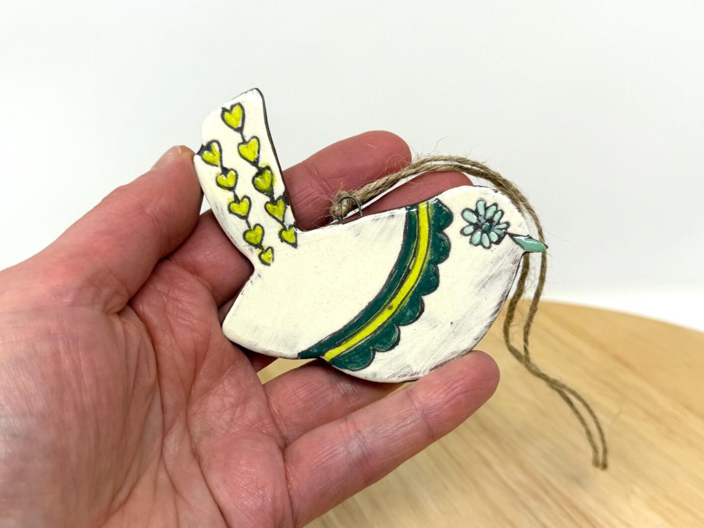 Handmade Terracotta Bird Ornament | Sgraffito Ceramic Wall Hanging (5 of 10) -- Fabode Ceramics