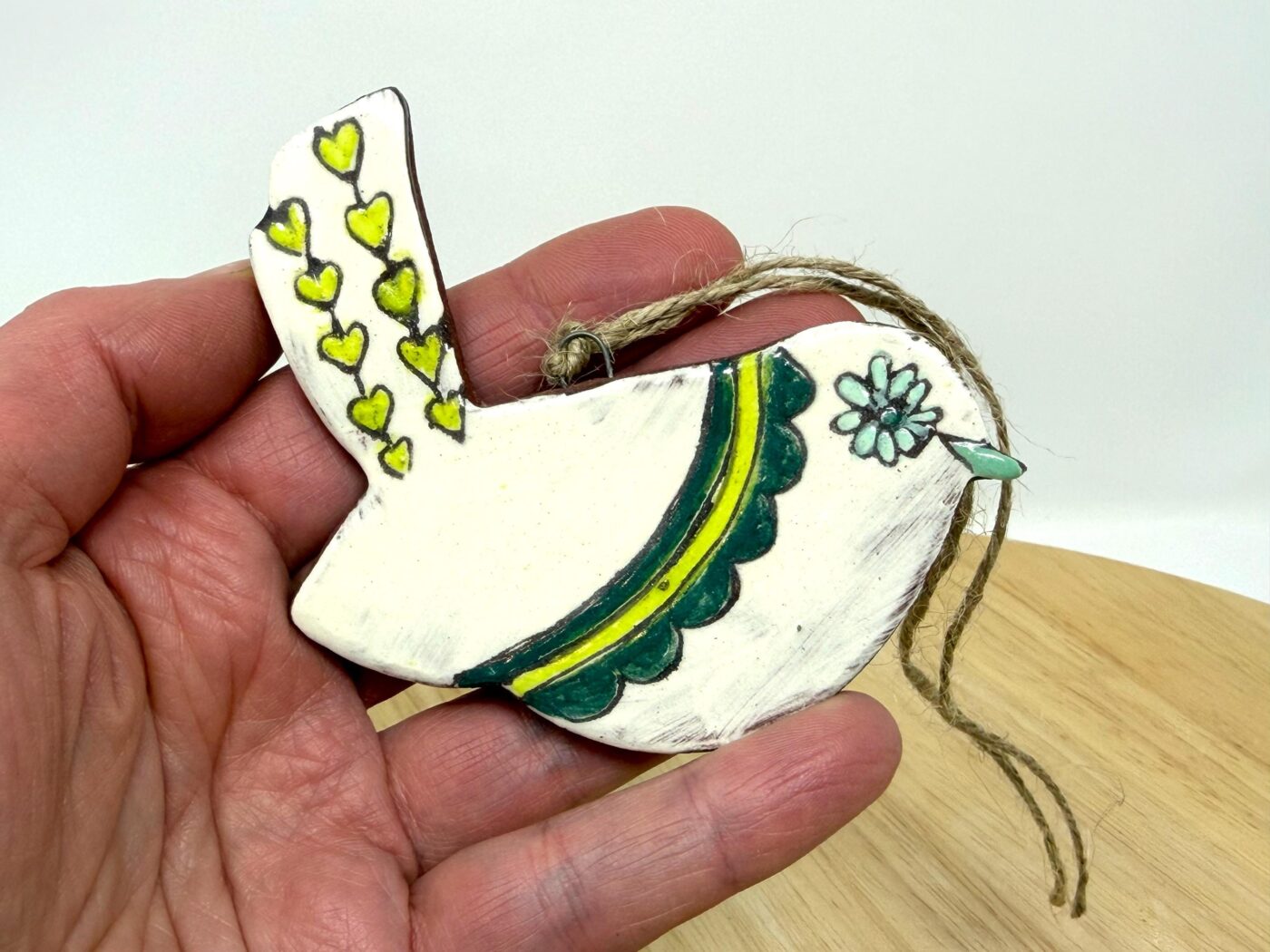 Handmade Terracotta Bird Ornament | Sgraffito Ceramic Wall Hanging (6 of 10) -- Fabode Ceramics