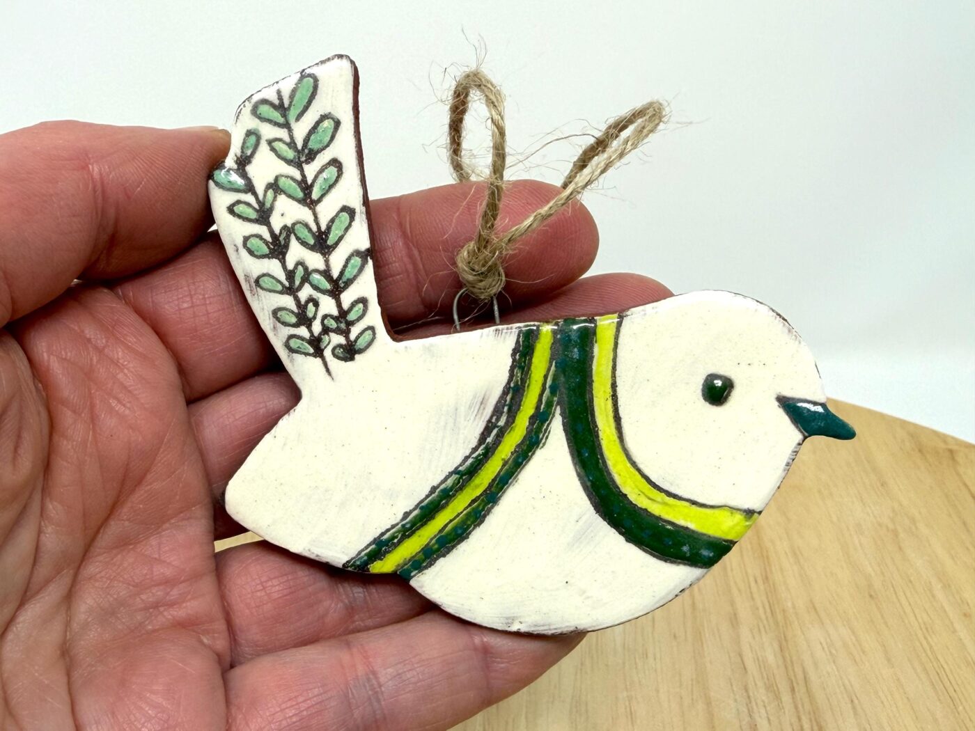 Handmade Terracotta Bird Ornament | Sgraffito Ceramic Wall Hanging (4 of 8) -- Fabode Ceramics