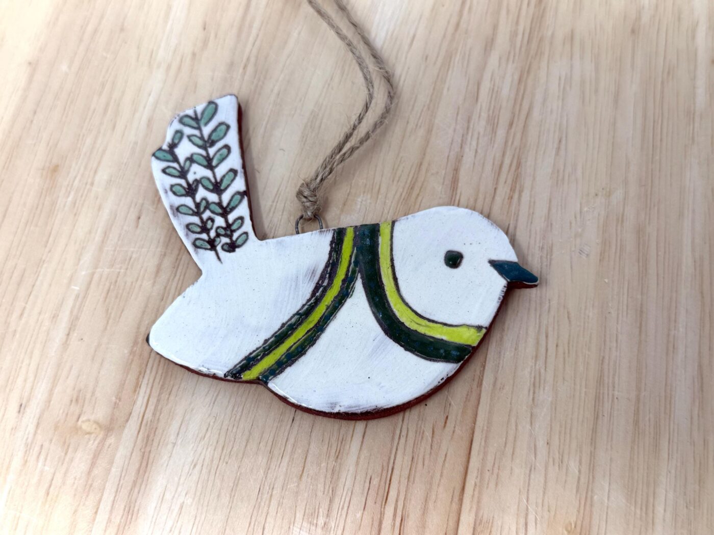 Handmade Terracotta Bird Ornament | Sgraffito Ceramic Wall Hanging (7 of 8) -- Fabode Ceramics