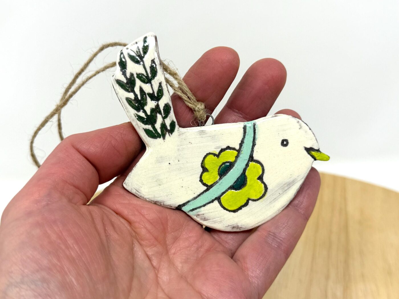 Handmade Terracotta Bird Ornament | Sgraffito Ceramic Wall Hanging (1 of 10) -- Fabode Ceramics