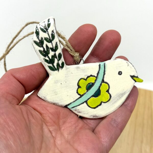 Handmade Terracotta Bird Ornament | Sgraffito Ceramic Wall Hanging (1 of 10) -- Fabode Ceramics