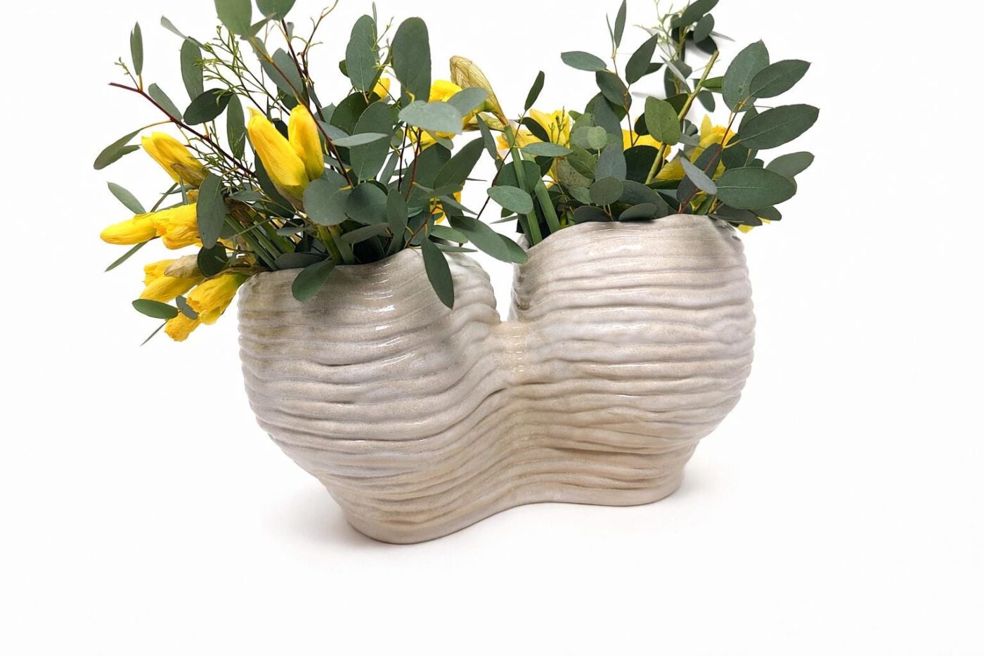 Large Handmade Double Ceramic Vase – One of a Kind White Stoneware Sculptural Vase (3 of 15) -- Fabode Ceramics