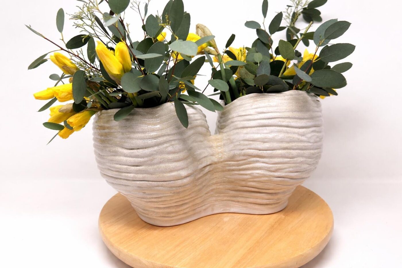 Large Handmade Double Ceramic Vase – One of a Kind White Stoneware Sculptural Vase (15 of 15) -- Fabode Ceramics